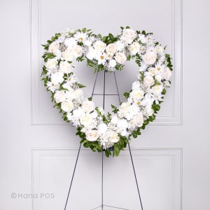 White Open Heart Sympathy arrangement Flower Bouquet
