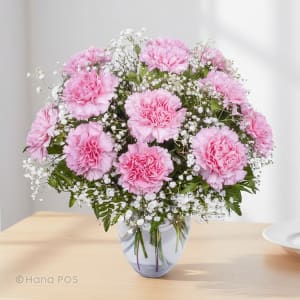 Classic Pink Carnations Vase Arrangement Flower Bouquet