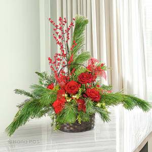 Winter Garden Basket Flower Bouquet