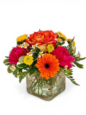 Sunset Harvest Cube Flower Bouquet