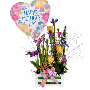 Butterfly Garden Crate Flower Bouquet