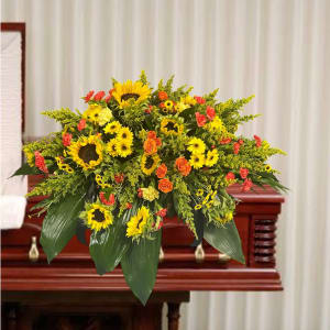 Masculine Casket Spray Flower Bouquet