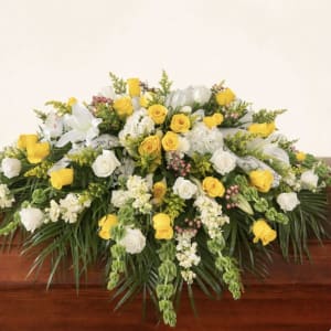Sunshine and Memories Casket Spray Flower Bouquet