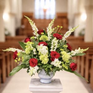 Red and White Classic Traditional Arrangement Flower Bouquet