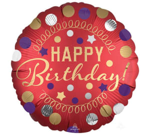 Happy Birthday Mylar Balloon Flower Bouquet
