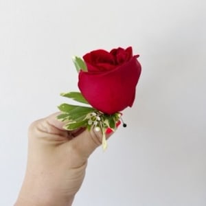 Red Rose Corsage & Boutonniere Set Flower Bouquet