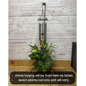 Large Copper Tube Windchime with Butterfly Striker Flower Bouquet