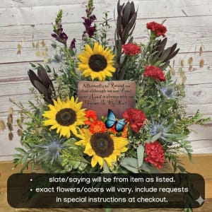 Fresh Floral Arrangement With Square Memorial Slate Flower Bouquet