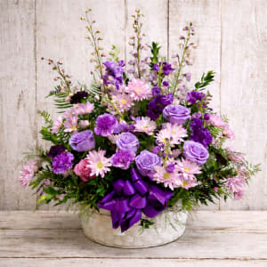 Gracious Lavender Basket Flower Bouquet