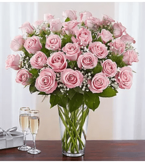 Roses in Vase Flower Bouquet