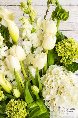 Loose Wrapped Cut Flowers, Green & White Flower Bouquet