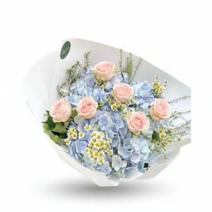 Hydrangeas & Roses Bouquet (No Vase)