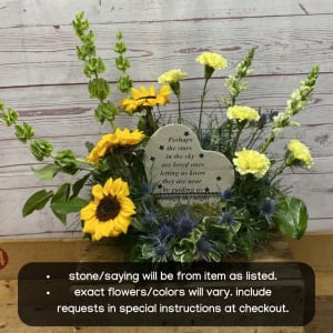 Treasured Memory (Heart) Memorial Stone Flower Bouquet