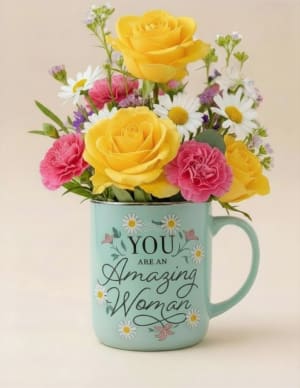 Designers Choice Mothers Day Mug Arrangement Flower Bouquet