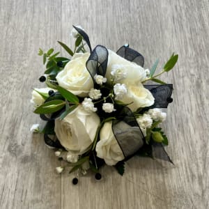 Black and White Designers Choice REAL Prom Wrist Corsage Flower Bouquet