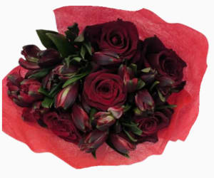 (CHOOSE COLOR) Roses & Alstro Wrapped Bouquet CB-RA Flower Bouquet