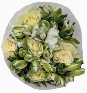 (CHOOSE COLOR) Roses & Alstro Wrapped Bouquet CB-RA Flower Bouquet