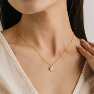 Fluted Heart Necklace - Gold