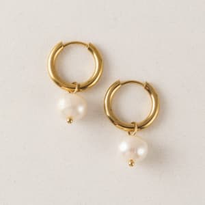 Oceane Pearl Hoops - Gold