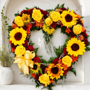 Autumn Sunflower Easel Heart