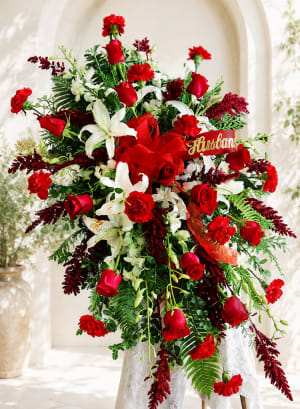 August Spray, Red and White Flower Bouquet