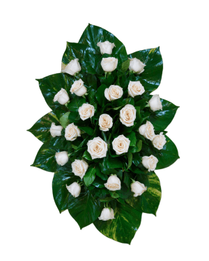 C-11 Corona de rosas con cinta impresa Flower Bouquet