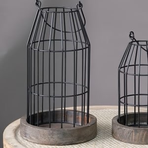 Wooden Base Cage Lanterns Flower Bouquet