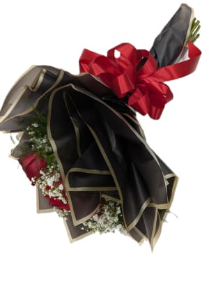 12 Rose Wrapped Bouquet w/ Baby's Breath Flower Bouquet