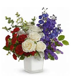 Red White & Blue 2 Flower Bouquet
