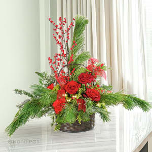 Winter Garden Basket Flower Bouquet