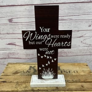 Nature Themed Memorial Crosses Flower Bouquet