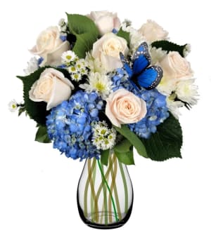 Blue Moon w/ Butterfly Flower Bouquet