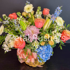 Pastel Garden Basket Flower Bouquet