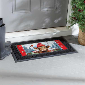 Bundled Up Highland Cow Sassafras Switch Mat Flower Bouquet