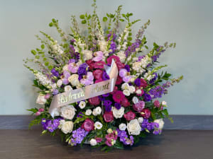 Purple Remembrance Sympathy Basket Flower Bouquet