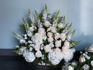 Purity and Peace Sympathy Basket Flower Bouquet