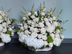 Purity and Peace Sympathy Basket Flower Bouquet