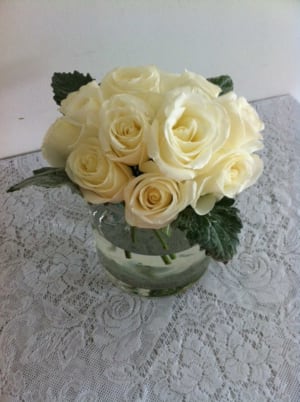 Dedicated  Compact Cream Rose Bouquet Flower Bouquet