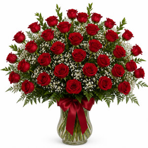 One Dozen Long-Stemmed Red Roses Flower Bouquet