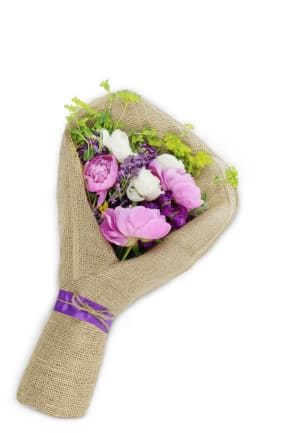 Burlap-Wrapped Peony Perfection™ Flower Bouquet