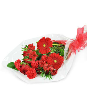 Red Romance, Wrapped Bouquet Flower Bouquet