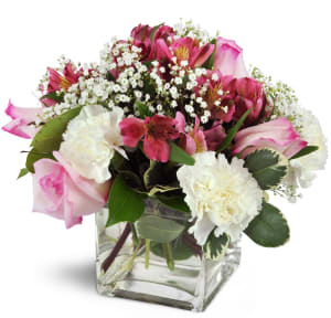 Blushing Blessings Cube™ Flower Bouquet