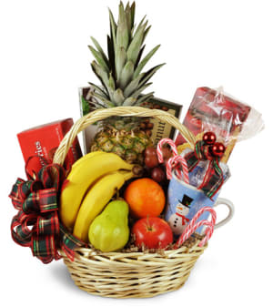 Bountiful Holiday Gift Basket Flower Bouquet