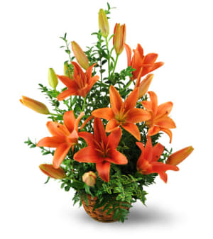 Asiatic Lily Basket Flower Bouquet