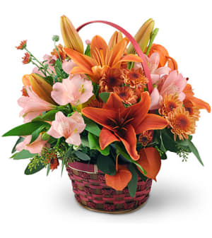 Sunset Basket Flower Bouquet