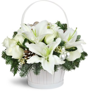 Silver Kisses™ Basket Flower Bouquet