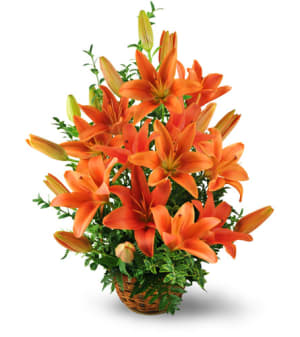 Asiatic Lily Basket Flower Bouquet