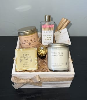 Serenity & Glow Gift Crate Flower Bouquet