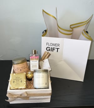 Serenity & Glow Gift Crate Flower Bouquet