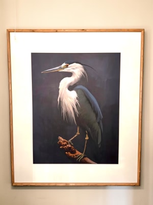Heron Prints in Bamboo Frame Flower Bouquet